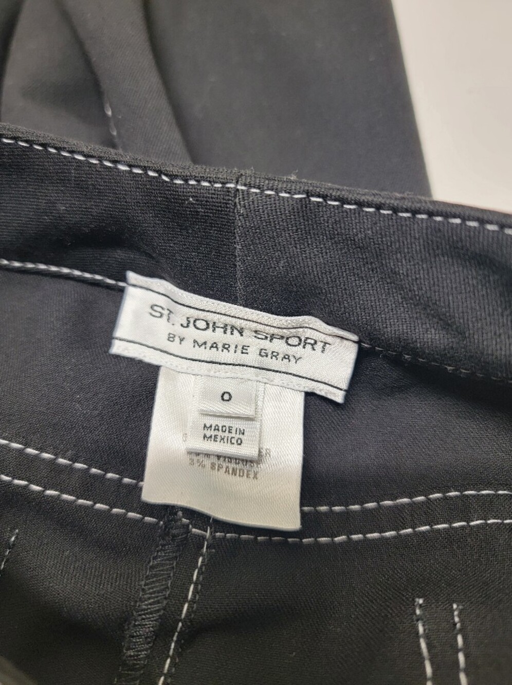 St. John Sport Black Jeans/Pants with White Topstitching - Picture 6 of 11